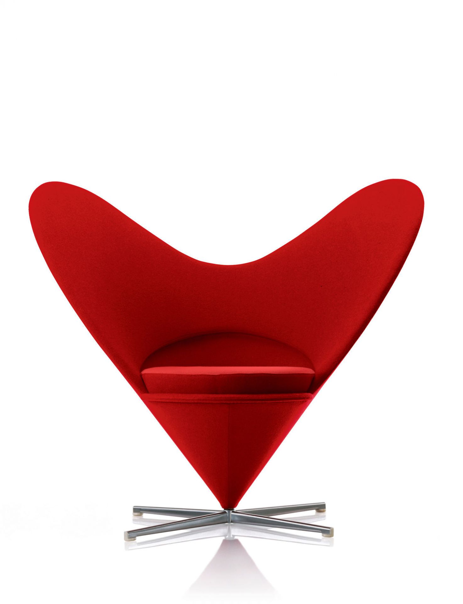Roter Heart Cone Chair von Vitra mit drehbarem Fußkreuz aus Metall. Designklassiker.